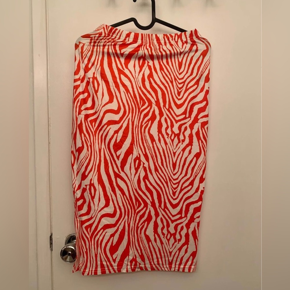 shein orange retro skirt